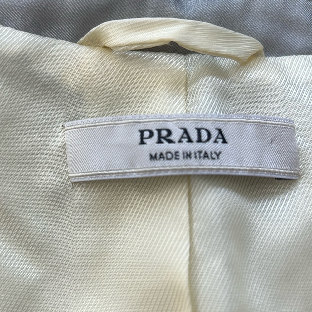 Prada 100% Silk Sz 44 Cream Beige Gray Graduated Ombré Blazer Jacket - Picture 6 of 14